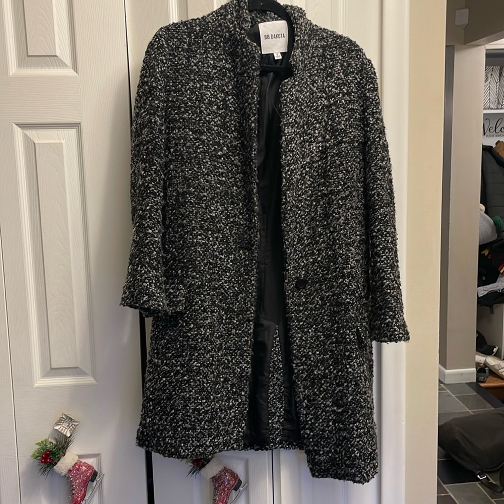 BB Dakota - White & Black Boucle Dress Coat - Women’s Small